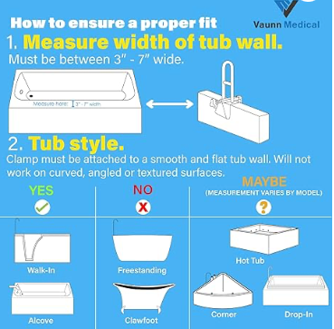 Adjustable Bathtub Safety Rail